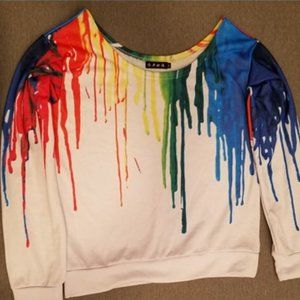 Long Sleeve, Color Streaked, Size Medium